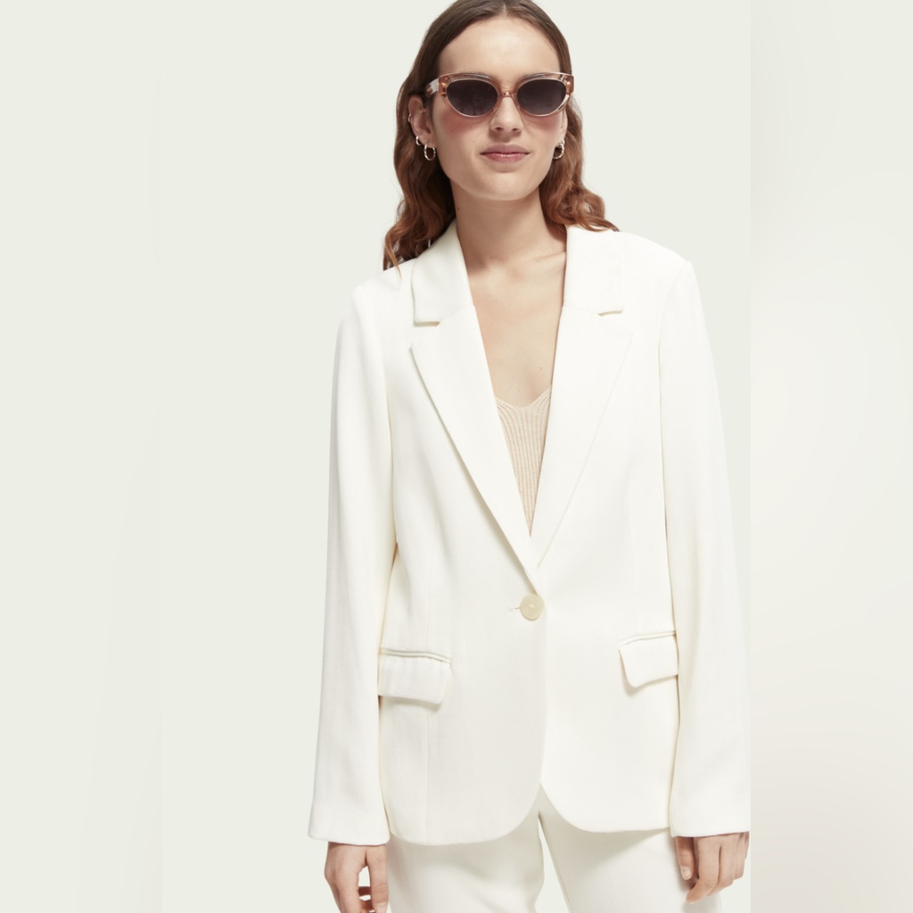 Nwt Scotch & Soda Structured Single Breasted Blazer Summer Edition In Off White